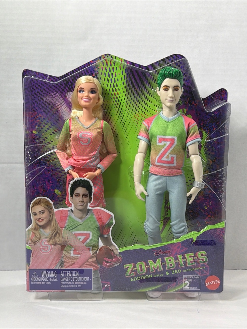 Disney ZOMBIES ADDISON WELLS & ZED NECRODOPOLIS DOLLS 2-pk NEW NRFP Mattel